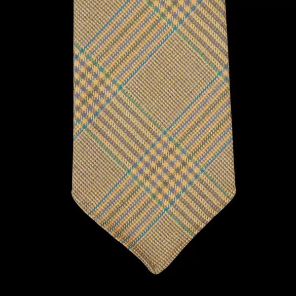 Ties | Dreaming Of Monday Beige Checked 7-Fold Vintage French Wool Tie