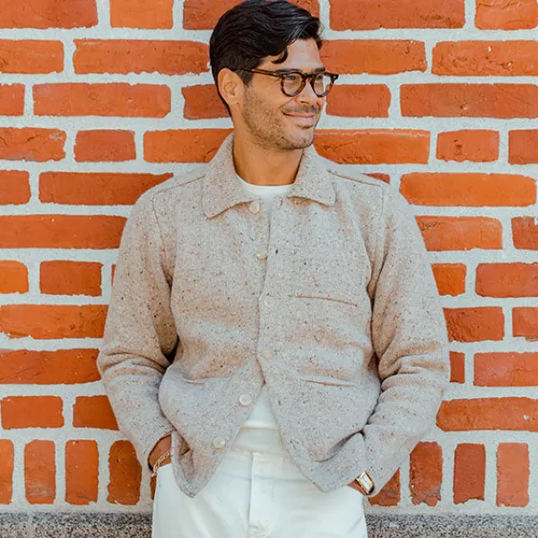 Knitwear | Inis Meain Beige Melange Wool Cashmere Carpenter Jacket