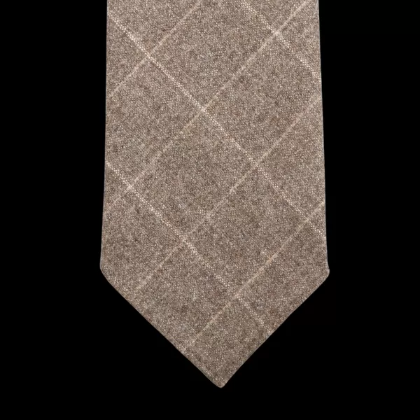 Ties | Dreaming Of Monday Beige Windowpane 7-Fold Vintage Wool Flannel Tie