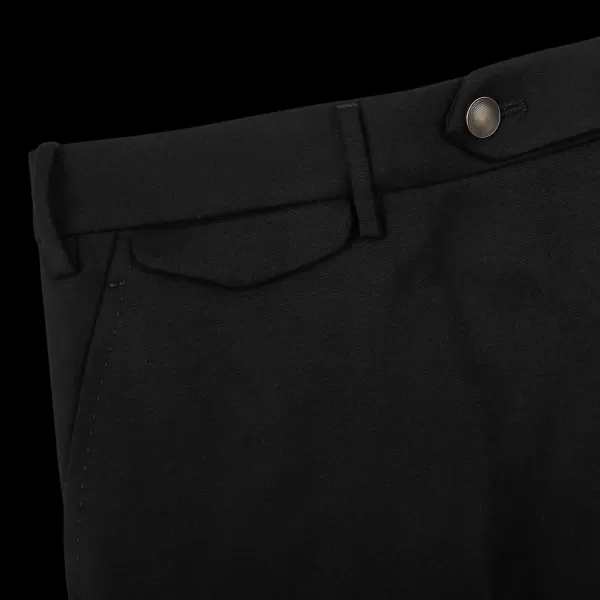 Trousers | Berwich Black Wool Flannel Flat Front Trousers