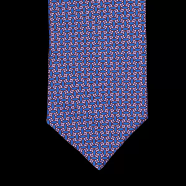 Ties | Silvio Fiorello Blue Geometric Printed Satin Silk Tie