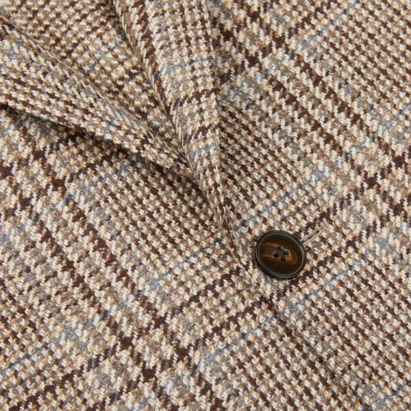 Blazers | Luigi Bianchi Brown Checked Wool Cashmere Blazer