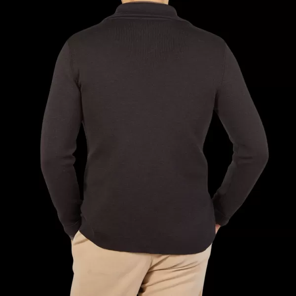 Knitwear | G.R.P Brown Melange Merino Wool Zip Jacket