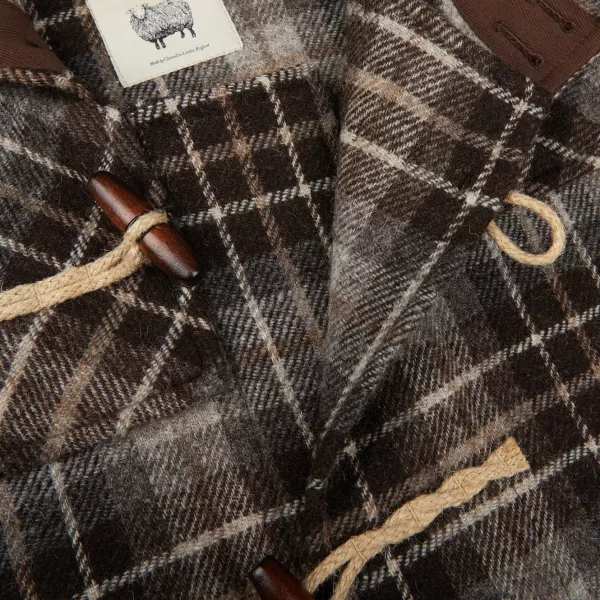 Coats & Jackets | De Bonne Facture Brown Undyed Shepherds Check Wool Duffle Coat