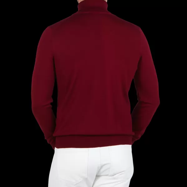Knitwear | Gran Sasso Burgundy Merino Wool Roll Neck