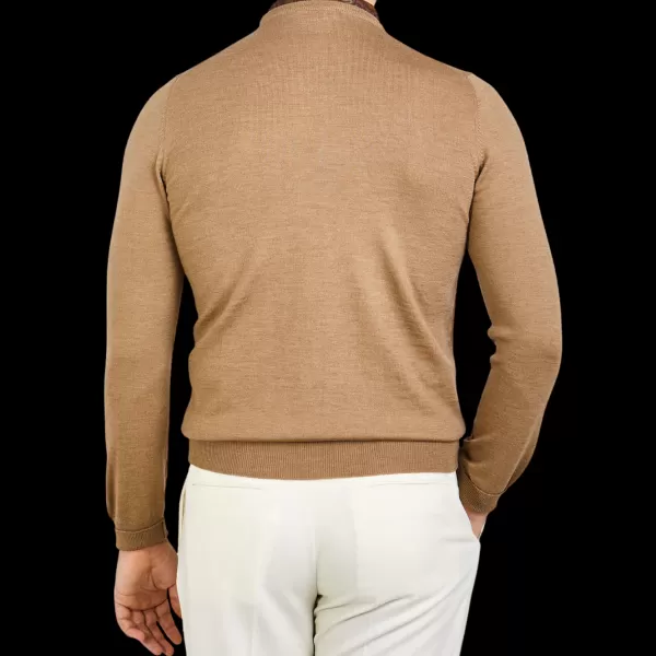 Sweaters | Gran Sasso Camel Beige Extra Fine Merino Crew Neck