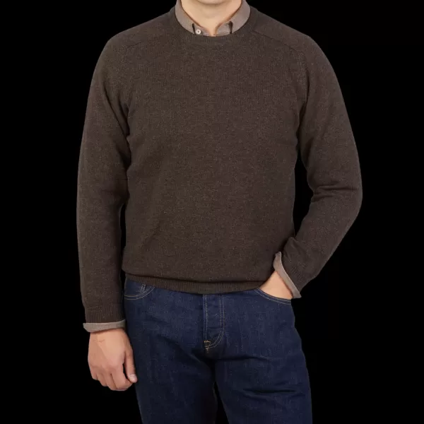 Sweaters | Alan Paine Cocoa Brown Lambswool Crew Neck