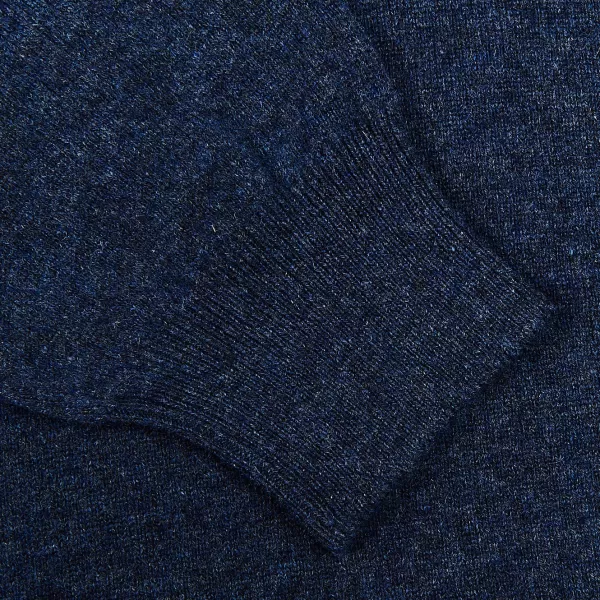 Knitwear | Gran Sasso Dark Blue Melange Wool Cashmere 1/4 Zip Sweater