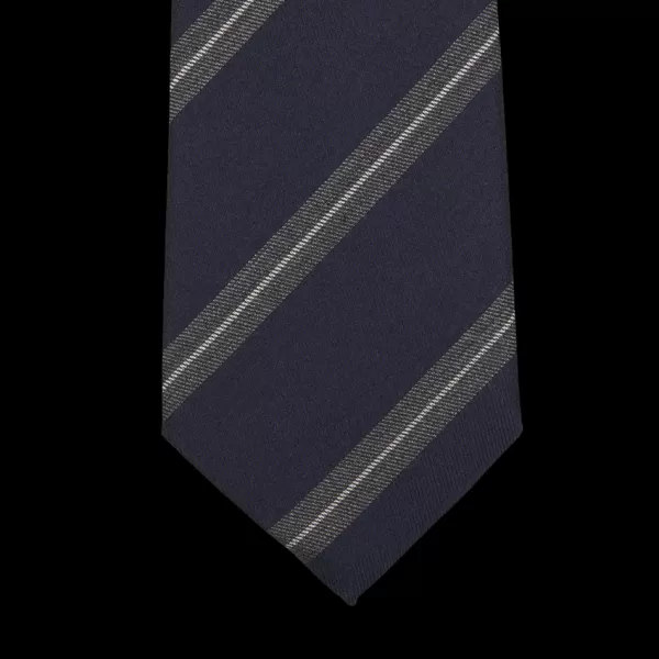 Ties | Gierre Milano Dark Blue Striped Wool Silk Lined Tie