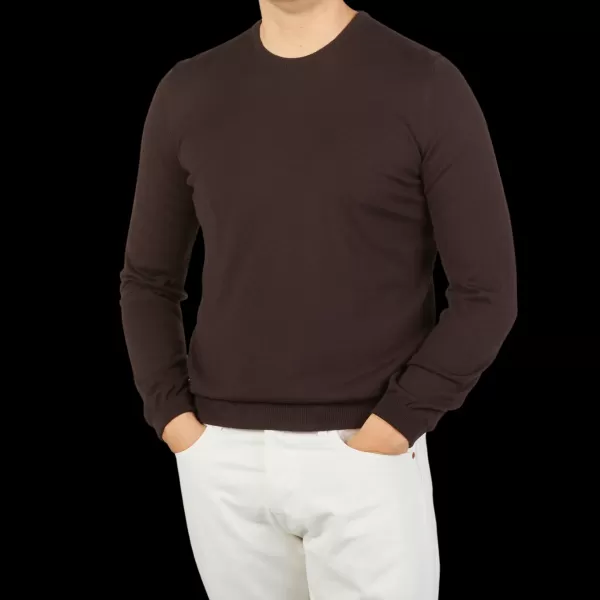 Sweaters | Gran Sasso Dark Brown Extra Fine Merino Crew Neck
