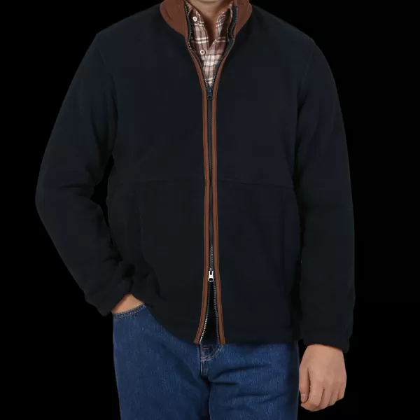 Coats & Jackets | Alan Paine Dark Navy Windblock Fleece Aylsham Jacket