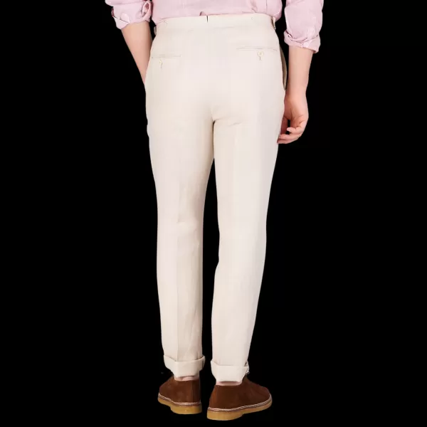 Trousers | De Petrillo Dusty Beige Irish Linen Modello B Trousers
