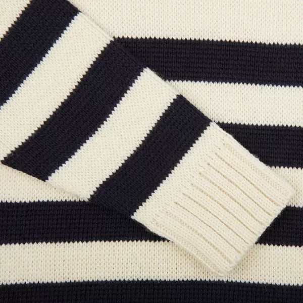 Knitwear | Gloverall Ecru Blue Striped Wool Rollneck
