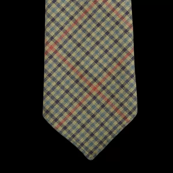 Ties | Dreaming Of Monday Green Micro Gunclub Checked 7-Fold Wool Tie