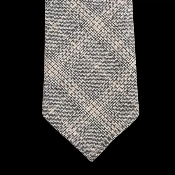 Ties | Dreaming Of Monday Grey Checked 7-Fold Vintage Wool Flannel Tie