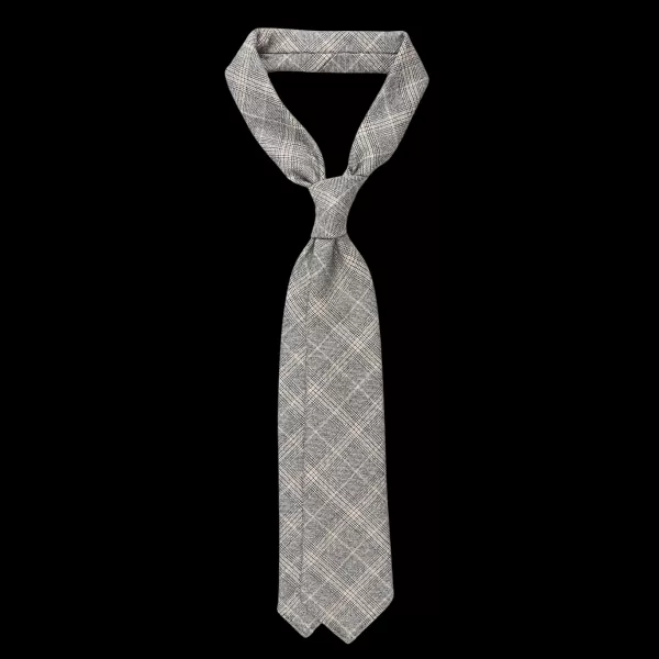 Ties | Dreaming Of Monday Grey Checked 7-Fold Vintage Wool Flannel Tie
