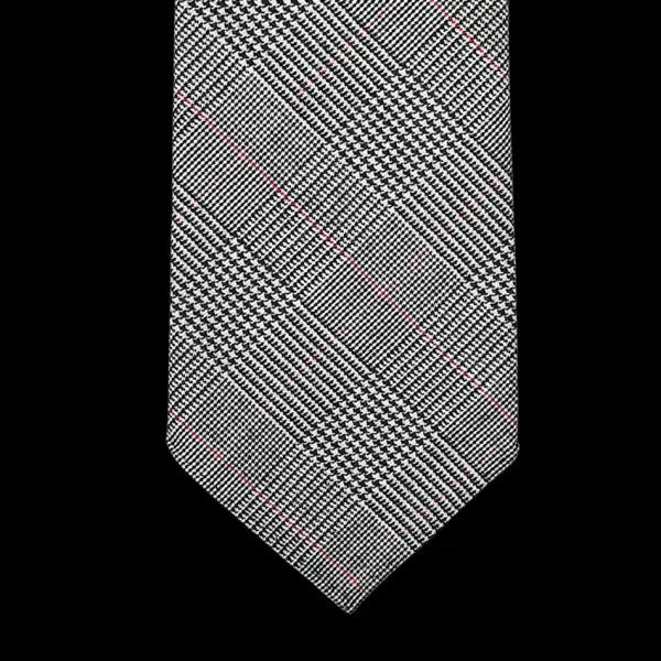 Ties | Dreaming Of Monday Grey Pink Checked 7-Fold Vintage Wool Tie