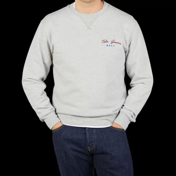 Sweaters | Tela Genova Grey Pure Cotton Benito Sweatshirt