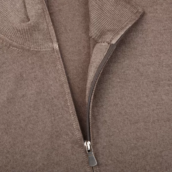 Cardigans | Gran Sasso Light Brown Vintage Merino Wool Zip Cardigan