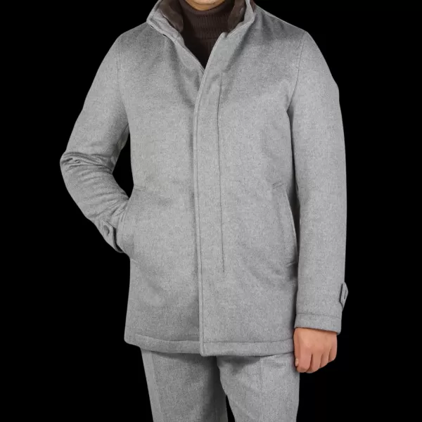 Outerwear | Herno Light Grey Water Repellent Cashmere Car Coat