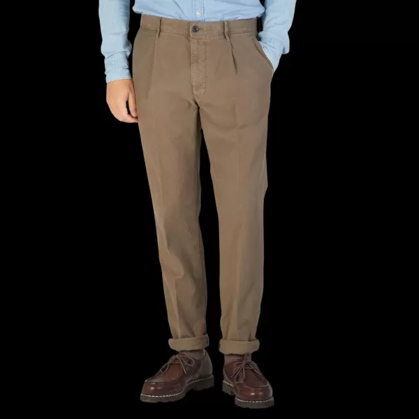 Trousers | Incotex Mole Brown Cotton Stretch Casual Chinos