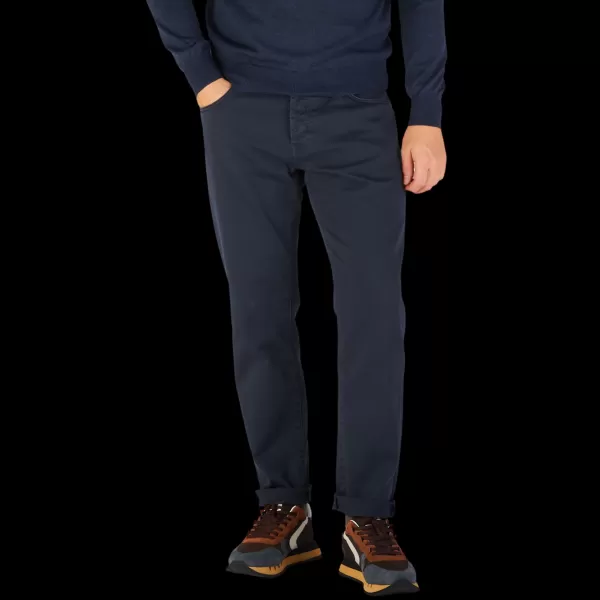 Jeans | Incotex Navy Blue Cotton Stretch Five Pocket Jeans