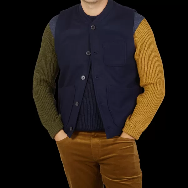 Gilets | Universal Works Navy Blue Wool Blend Chore Waistcoat