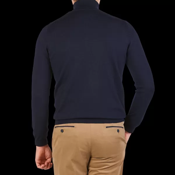 Knitwear | Gran Sasso Navy Extra Fine Merino Roll Neck