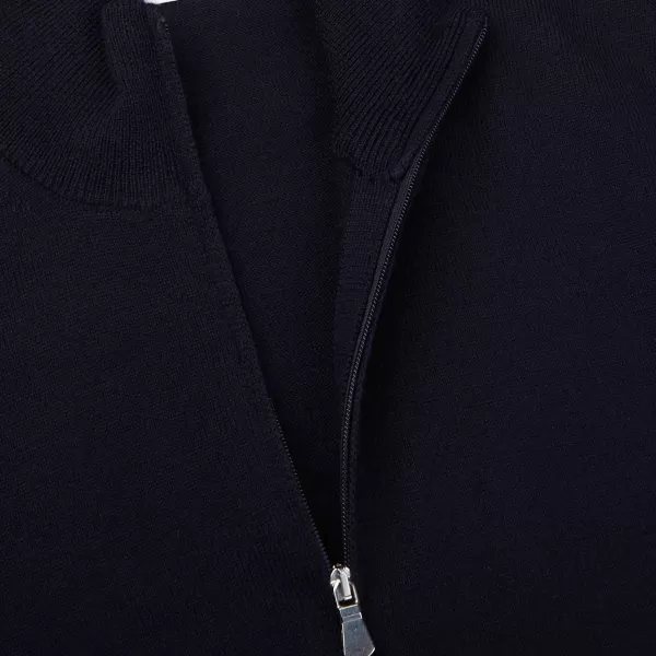 Knitwear | Gran Sasso Navy Extrafine Merino Wool Zip Cardigan