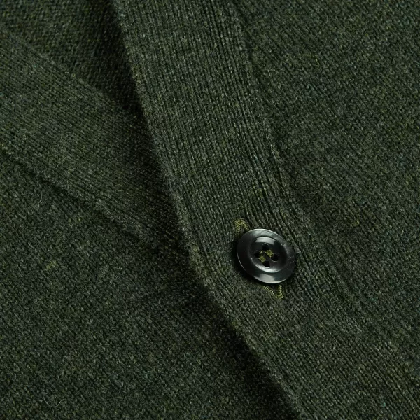 Knitwear | William Lockie Rosemary Green Lambswool Button Cardigan