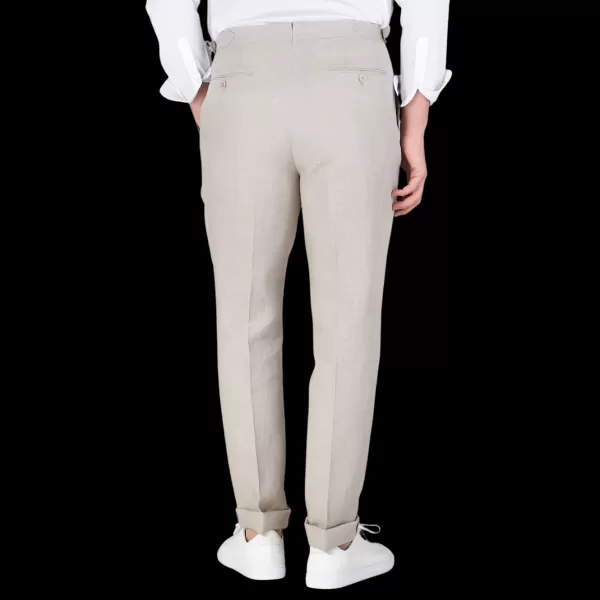 Trousers | De Petrillo Sande Beige Irish Linen Modello B Trousers