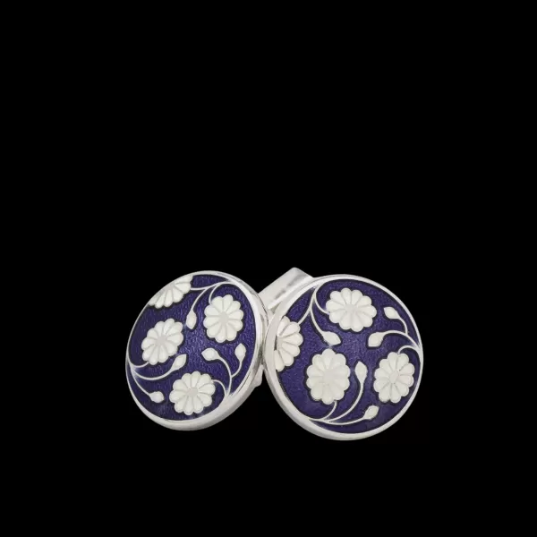 Jewellery | Codis Maya Sterling Silver Navy Daisy Cufflinks