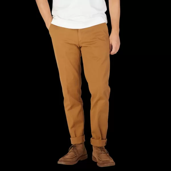 Trousers | Tela Genova Tobacco Brown Cotton Stretch Chinos