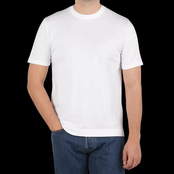 T-Shirts | Fedeli Washed White Organic Cotton Jersey T-Shirt