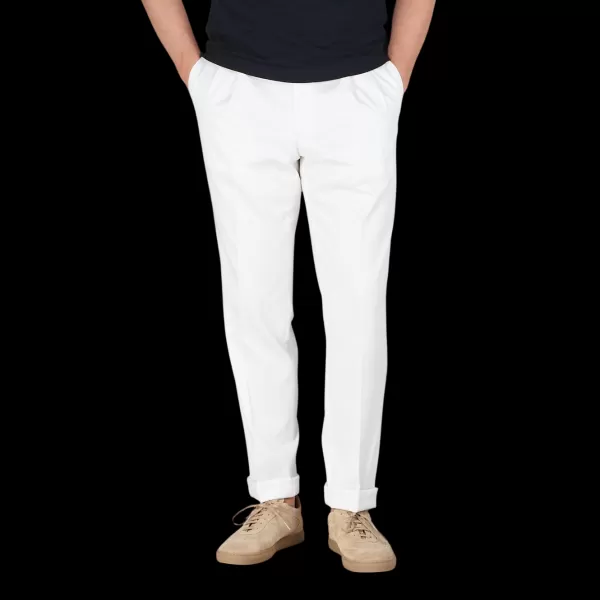 Trousers | De Petrillo White Cotton Twill Modello B Trousers