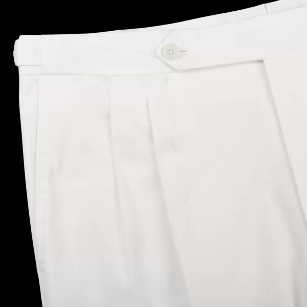 Trousers | De Petrillo White Cotton Twill Modello B Trousers